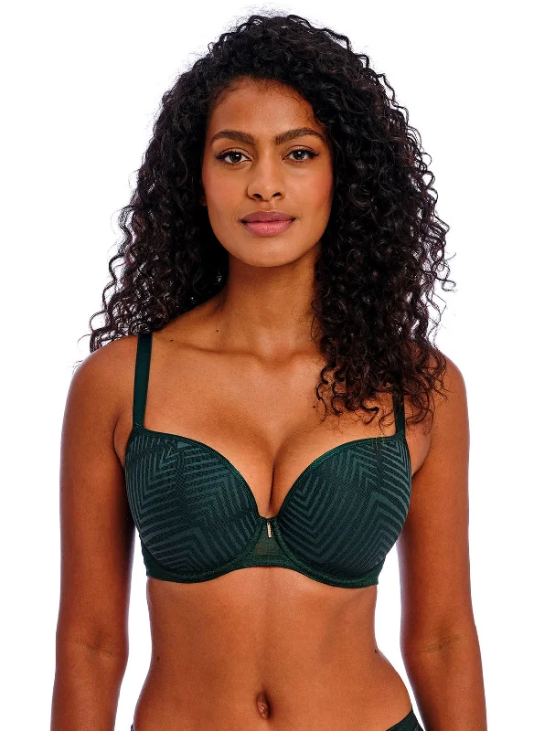 seamless bra with moisture-wicking fabricTailored Moulded Plunge T-Shirt Bra in Deep Emerald