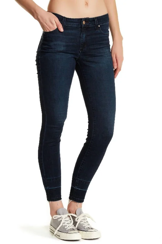 Women's Jodhpurs with Peter Pan CollarThe Icon Flawless Joslyn Released Hem Skinny Jeans In Dark Blue