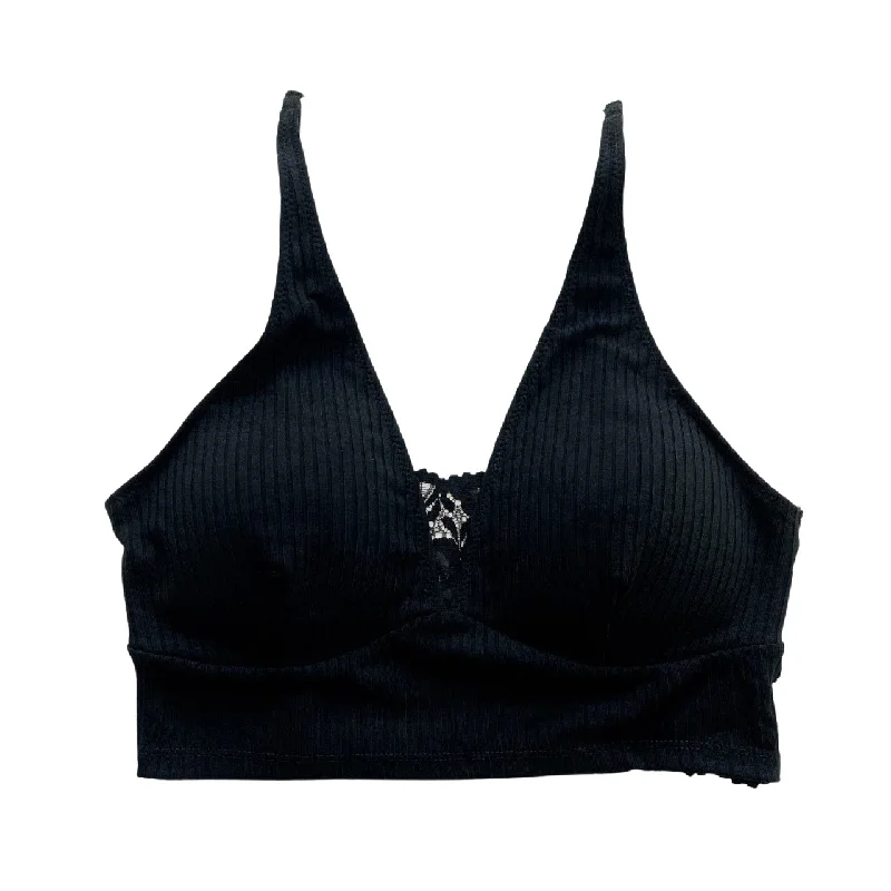 smoothing high-waisted bra for tummy controlBlack Plunge Ribbed Bralette