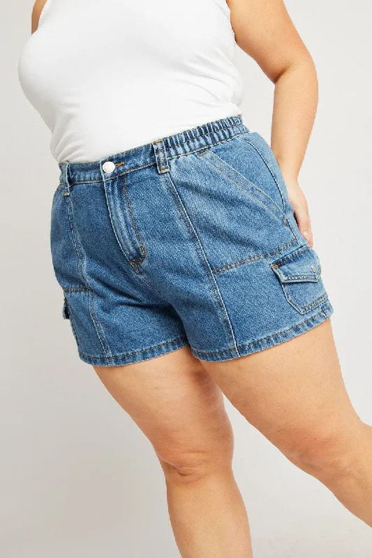 Women's Versatile ShortsDenim Cargo Shorts High Rise