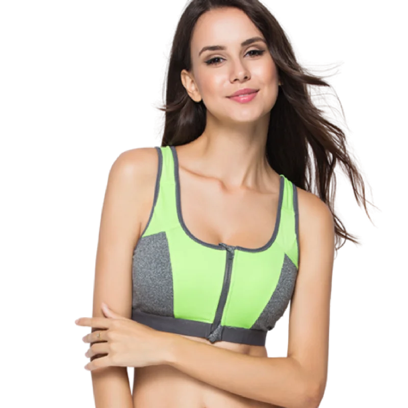 lace front closure braClip & Zip Sports Bra - Green