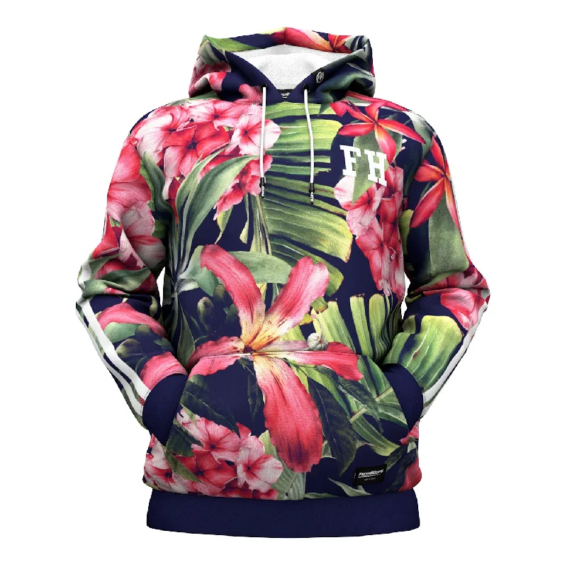 Women's Hooded Sweatshirts with ThumbholesExotic Floral Hoodie