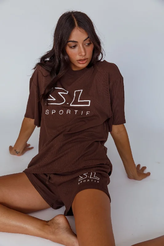 Women's Blouse with Notched CollarOn Track SL Logo T-Shirt Chocolate