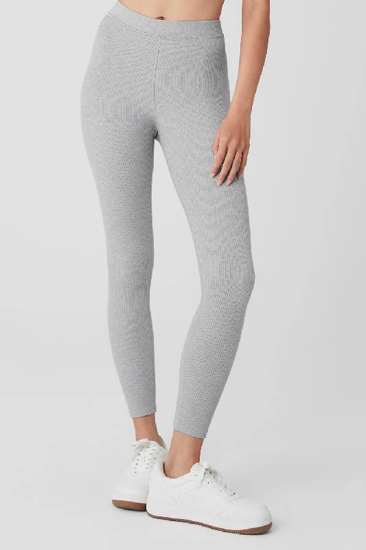 Ribbed High-Waist 7/8 Blissful Legging - Athletic Heather Grey