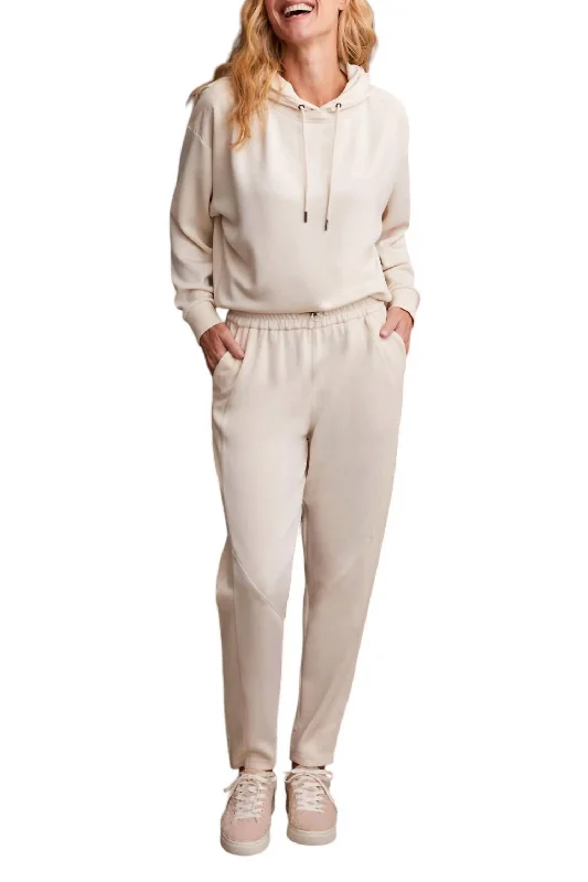 Women's Jodhpurs with ZipperCombo Fabric Jogger Pants In Eggshell