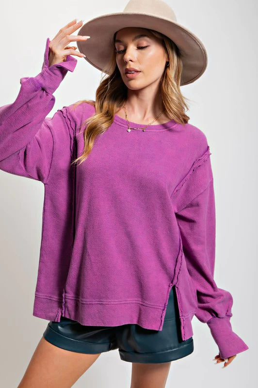 Women's Jumpsuits with Keyhole CollarCozy Promises Washed Lilac Pullover