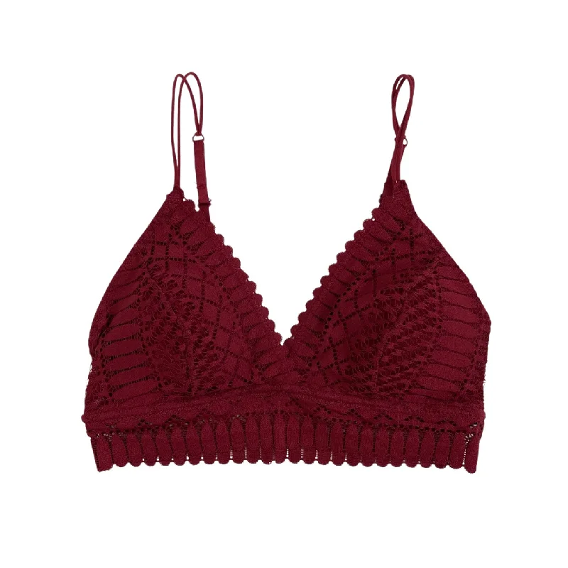 plus-size sports bra with mesh ventilationBurgundy Lace Longline Bralette