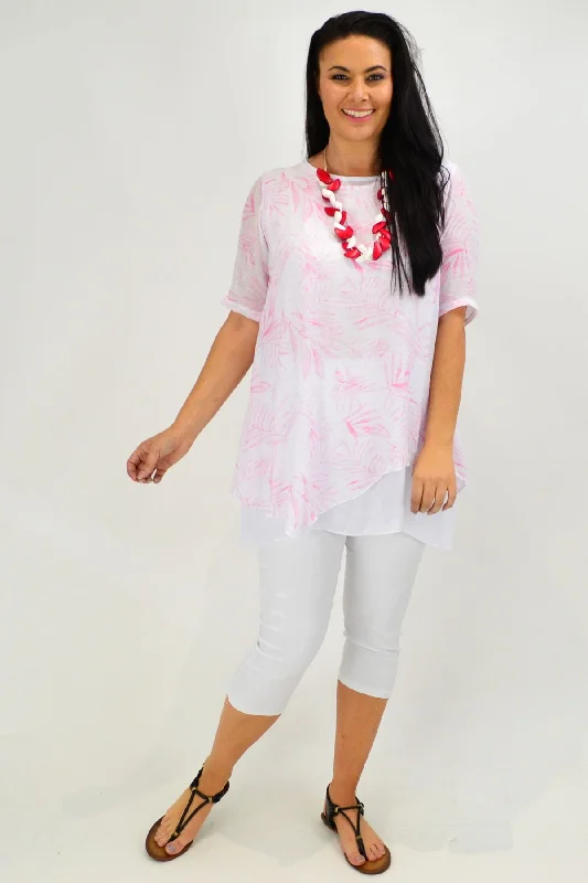 Women's Everyday ShortsPink Leaf Tunic Top