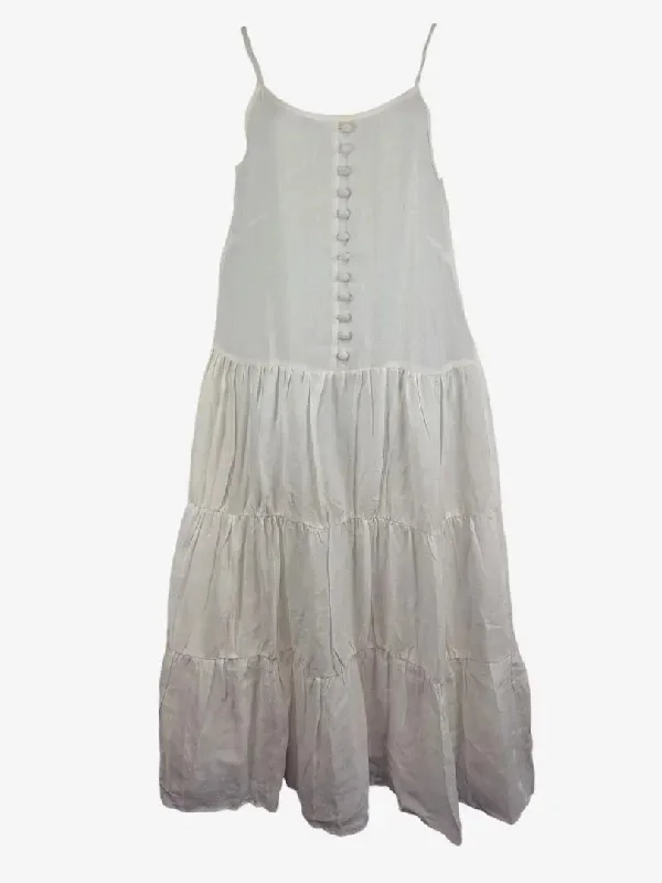 Women's Collarless DressesZephyr Linen Summer Tiered Maxi Dress Size L