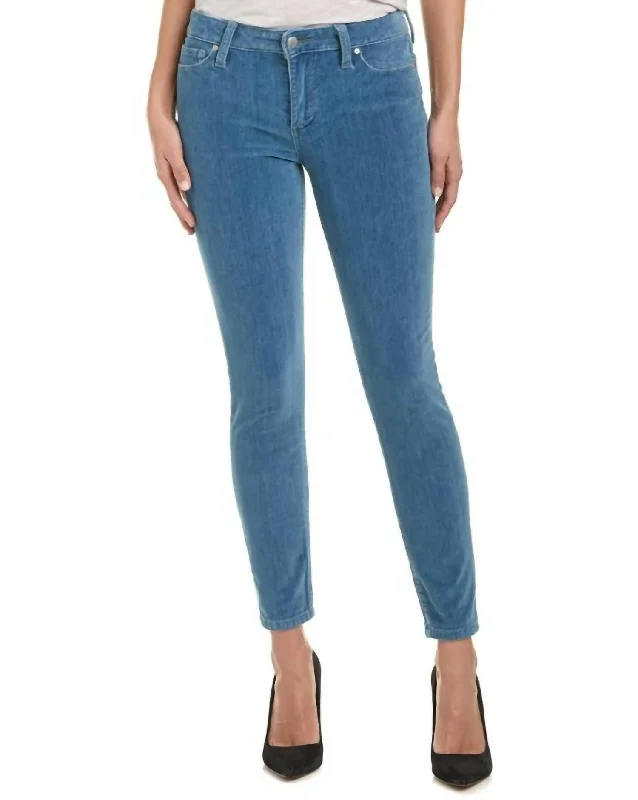 Women's Jodhpurs with Wide CollarVelvet Mid Rise Skinny Stretch Jeans In Blue