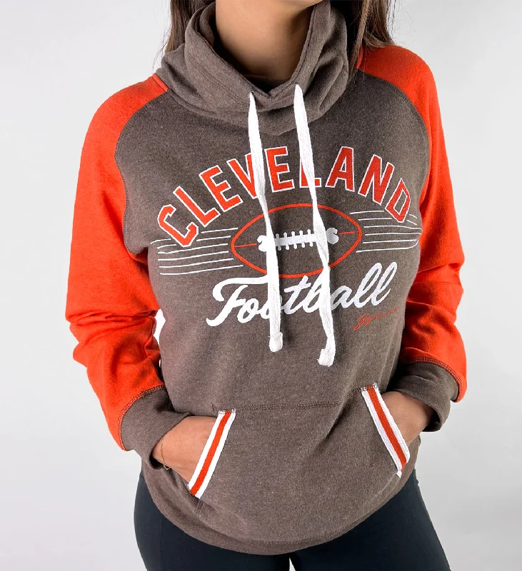 Women's Blouse with Collarless DesignWomen's Cleveland Football Orange and Brown Pullover