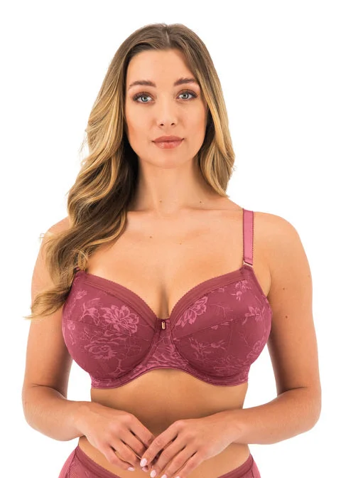 wireless lace bra with adjustable straps for versatilityFusion Lace Rosewood Uw Full Cup Side Support Bra