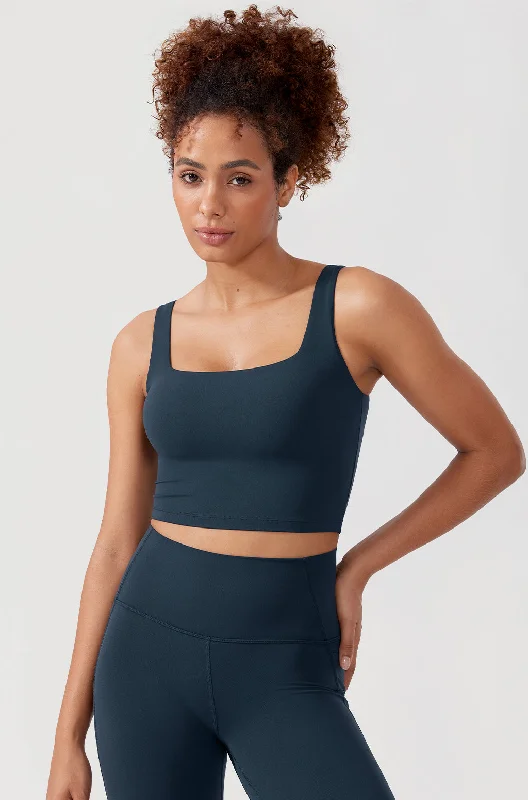 sports bra with compression technologySquare Neck Longline Sports Bra