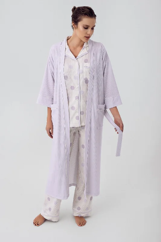 floral print women's pajamasShopymommy 16310 Polka Dot 3-Pieces Maternity & Nursing Pajamas With Robe Lilac