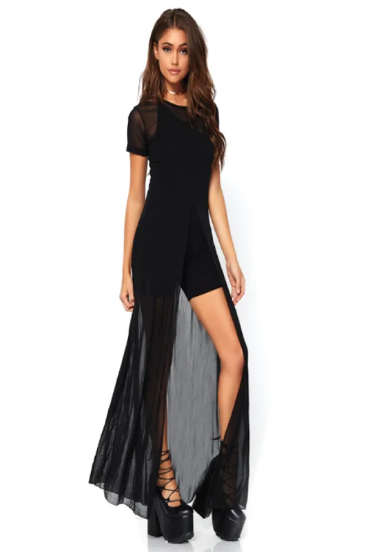 women's pajamas in solid colorsSheer Maxi Dress