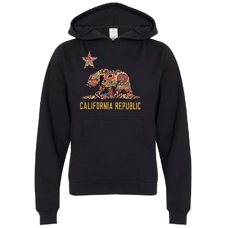 Women's Hooded Sweatshirts with Cotton LiningCalifornia Republic Paisley Bear Premium Youth Sweatshirt Hoodie