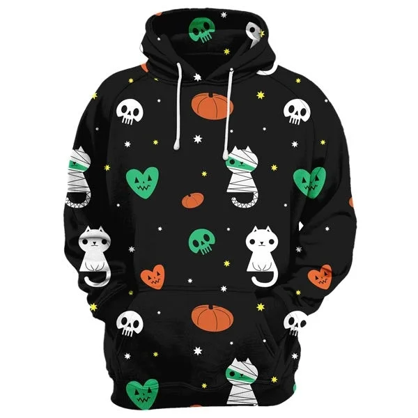 Women's Hooded Sweatshirts with Straight WaistScary Cat Hoodie