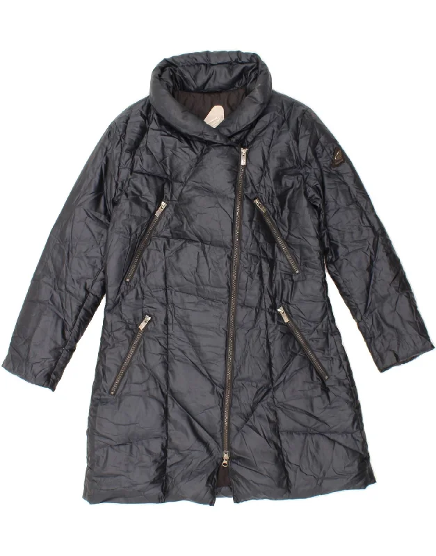 Women's Coats with ButtonsHOGAN Womens Padded Coat IT 46 Large Navy Blue Polyester