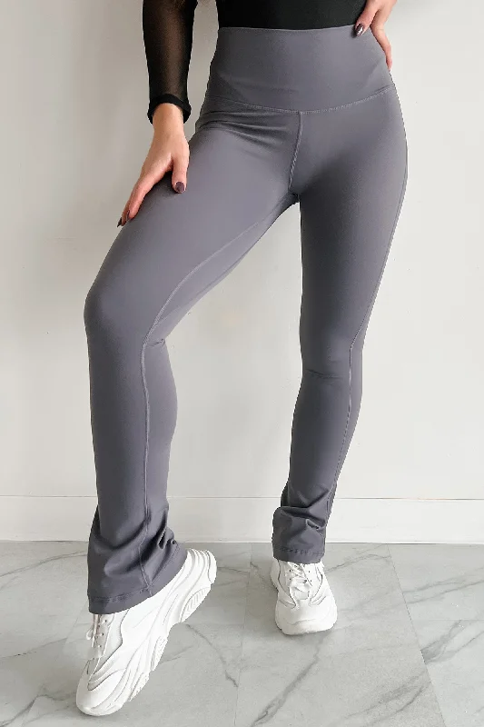 Curvy Confidence High Rise Flare Legging (Charcoal)