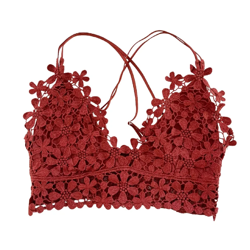 wireless bra with stretch fabricRust Daisy Lace Bralette