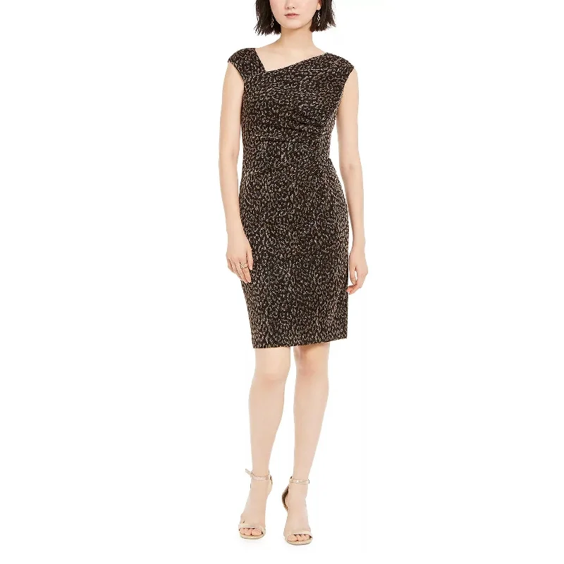 Women's Low-Neck DressesVince Camuto Women's Metallic Animal Print Bodycon Dress Gold Size 14