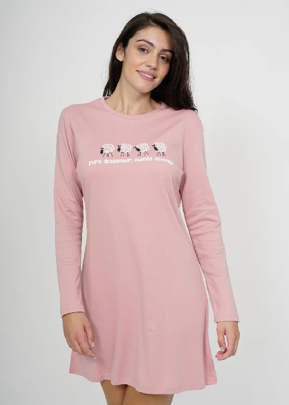 affordable women's pajama setsCamisón Largo Rosa Ovejas