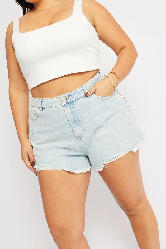 Women's Silk ShortsDenim Relaxed Shorts High Rise