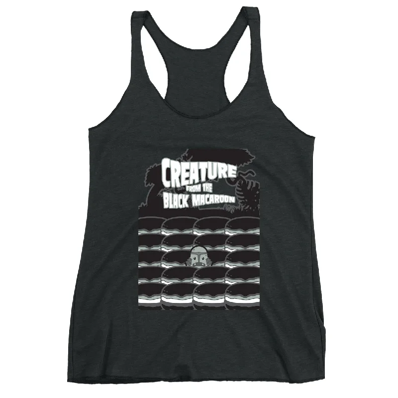 Women's Blouse with Lapel CollarMovie The Food™ "Creature From The Black Macaroon" Women's Racerback Tank Top