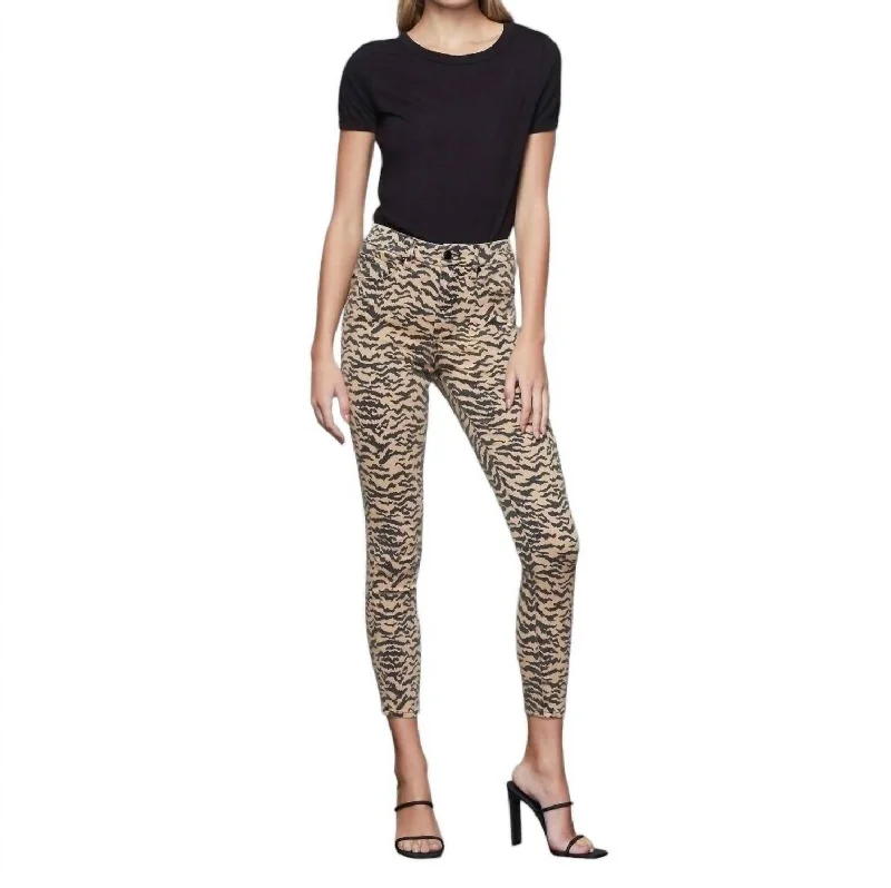 Women's Jodhpurs with V-Shaped CollarGood Waist Zebra Print High Rise Skinny Jeans In Multicolor