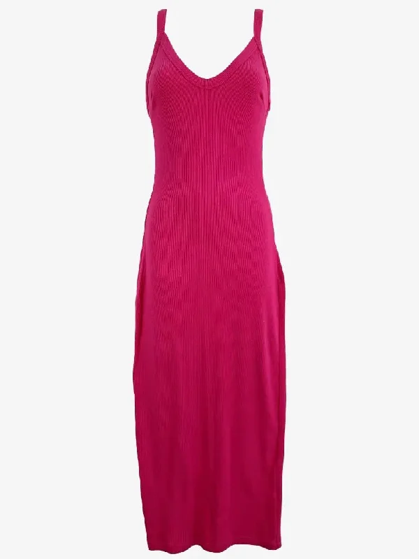 Women's Narrow Collar DressesKookai Barbie Pink Ribbed Maxi Dress Size 8