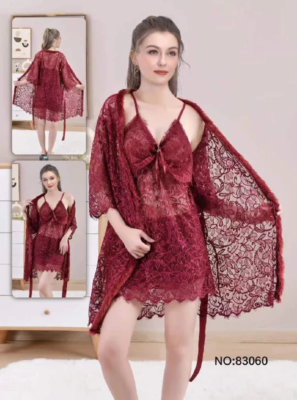 women's pajamas with a stylish cutZayla Maroon Double Nighty