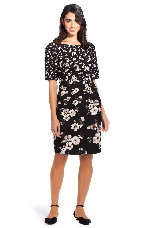 Women's Notched Collar DressesAdrianna Papell - Floral Printed Bodycon Short Dress AP1D103163SC