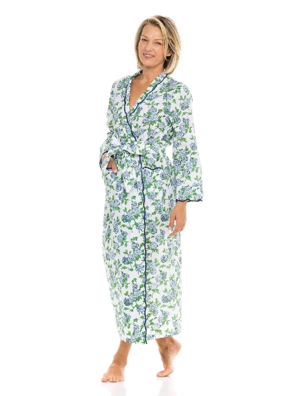 women's striped pajama setsHydrangea Classic Robe with Scalloping