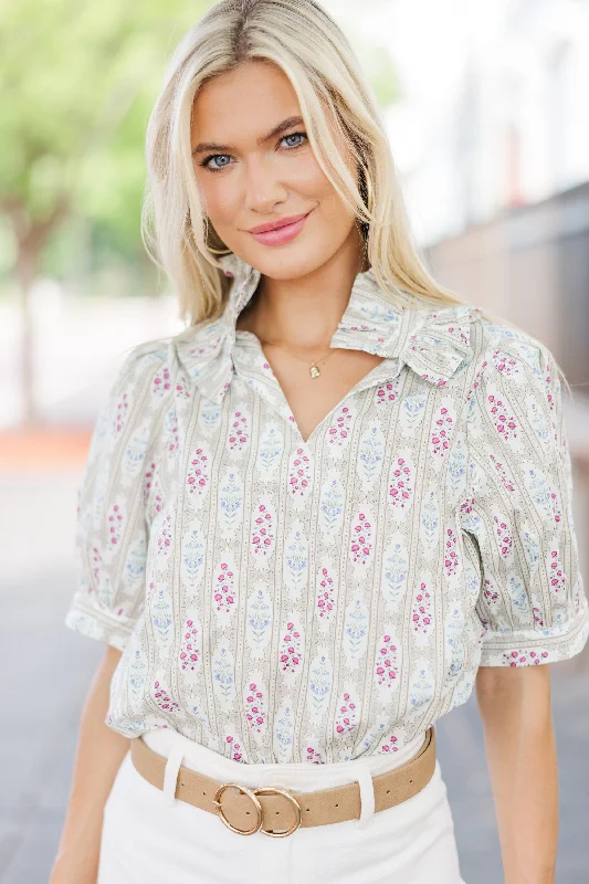 Women's Essential ShortsTaking Shape Taupe Medallion Blouse