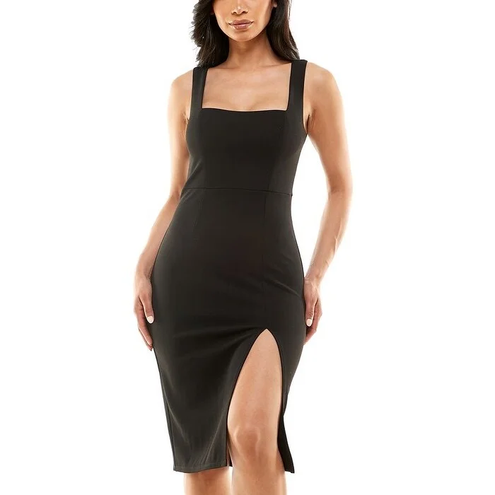 Women's V-Shaped-Neck DressesSpeechless Junior's Square Neck Bodycon Dress Black Size Medium