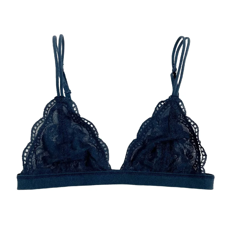 plus-size nursing bra with side supportNavy Blue Triangle Floral Lace Bralette