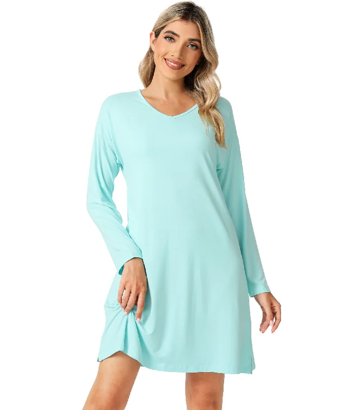 women's pajamas for winter warmthWiWi Long Sleeve Soft Bamboo Nightgowns for Women