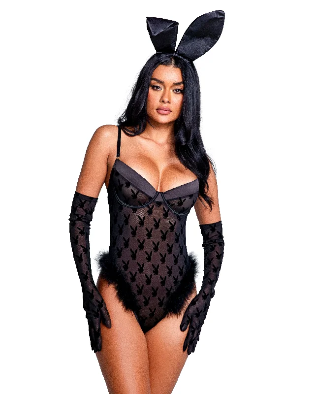 firm-compression shapewear for workwearPBLI103- Playboy Bunny Noir Teddy