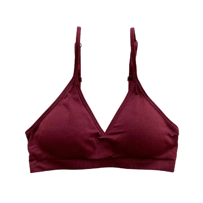 convertible bra with hook-and-eye closureWine Triangle Padded Bralette