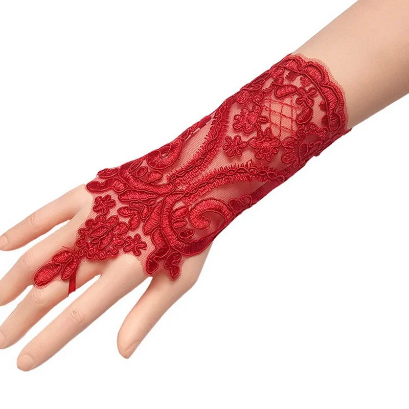 sheer lace braGood to be bad red gloves