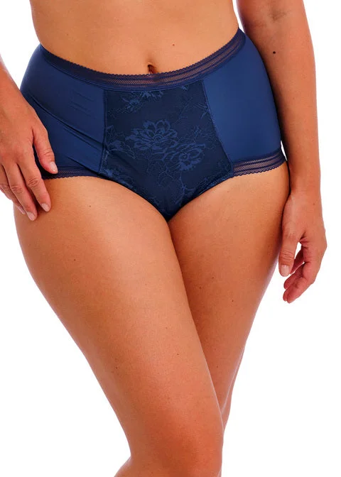 balconette bra for cleavage enhancementFusion Lace French Navy High Waist Brief