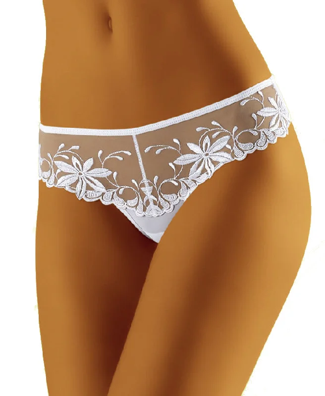 cotton-blend briefs with a built-in bra for added supportLadies Georgeous Sheer Thong With Fabulous Floral Embroidery Details