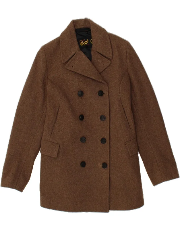 Women's Winter CoatsGLOVERALL Womens Double Breasted Coat US 12  Large Brown Wool