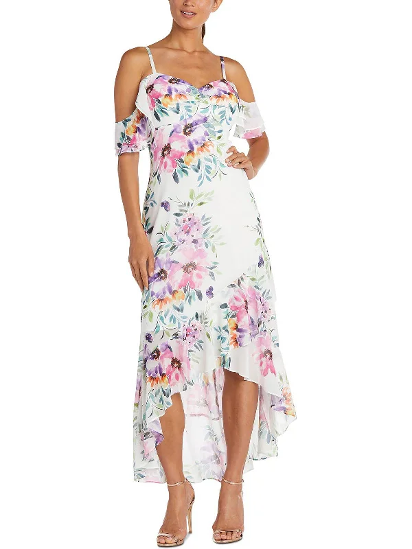 Women's Midi DressesWomens Floral Hi-Low Evening Dress