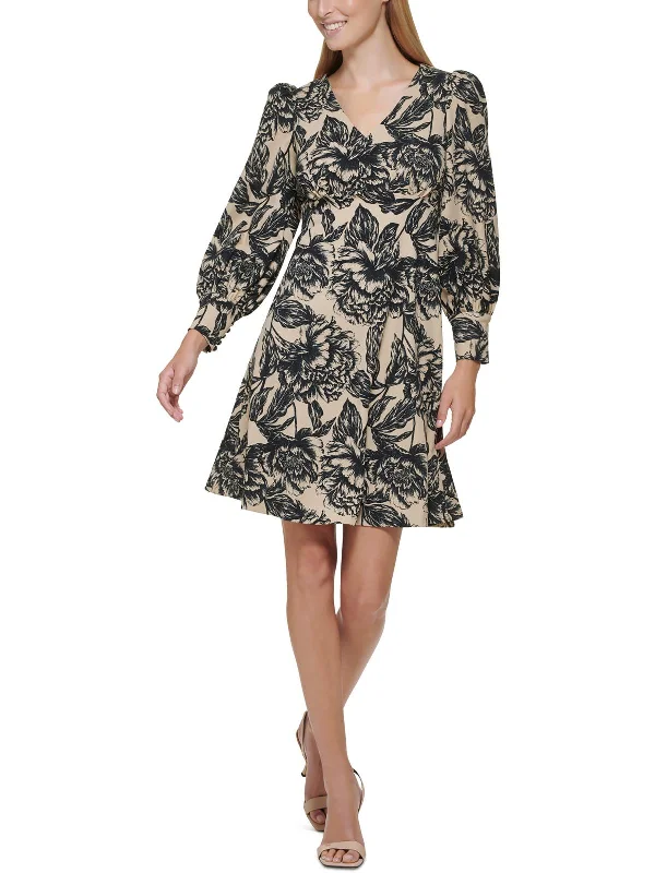 Women's Off-the-Shoulder DressesWomens Printed Knee Fit & Flare Dress