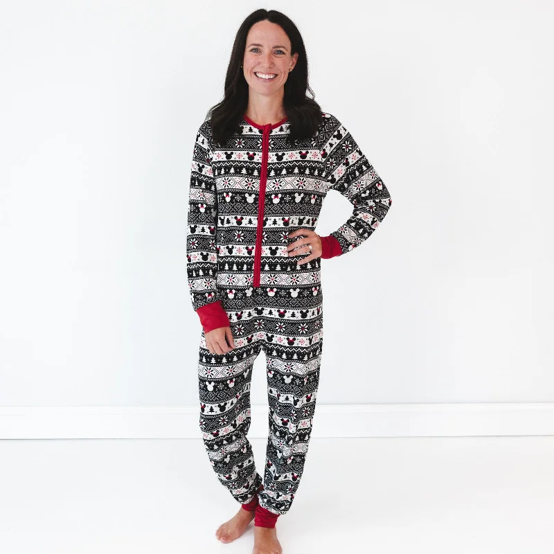 women's pajamas in solid colorsDisney Mickey Fair Isle Women's Zippy