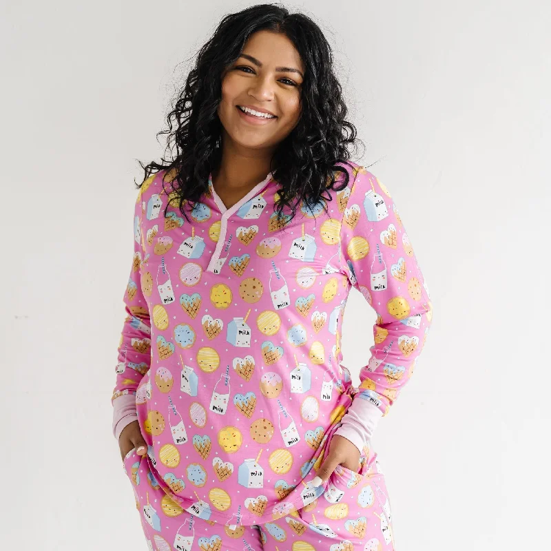 women's pajamas with a snug fitPink Cookies & Milk Women's Pajama Top