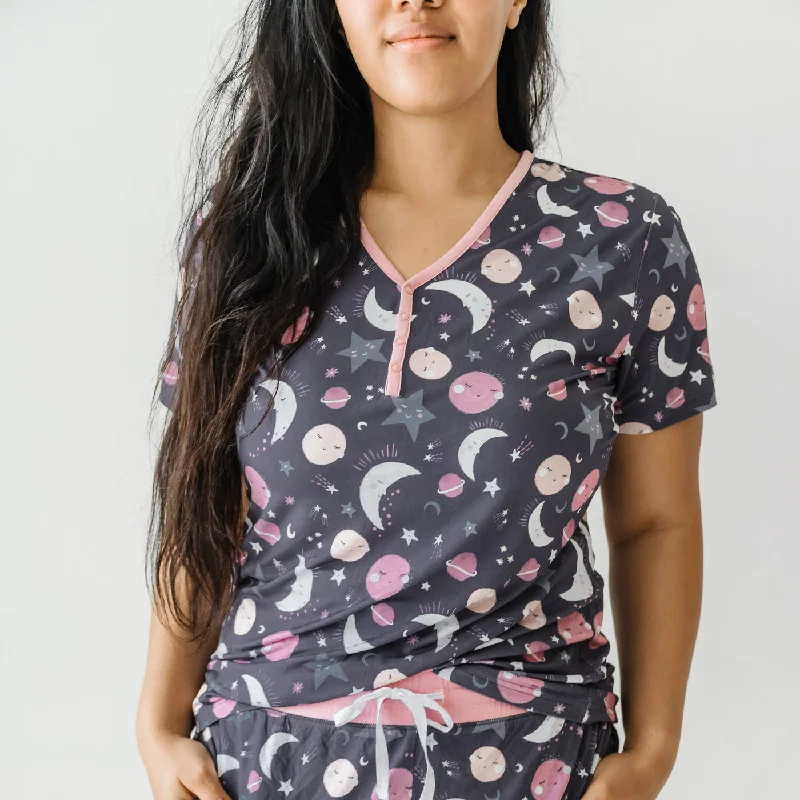 women's pajamas for those who love to indulgePink To the Moon & Back Women's Short Sleeve Pajama Top